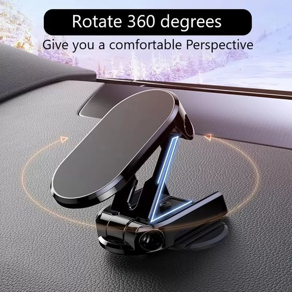 Supporto per telefono universale 360 gradi magnetico pieghevole per auto girevole a forma di mini striscia supporto per Huawei metallo forte magnete supporto per auto GPS per iPhone 13 12 11