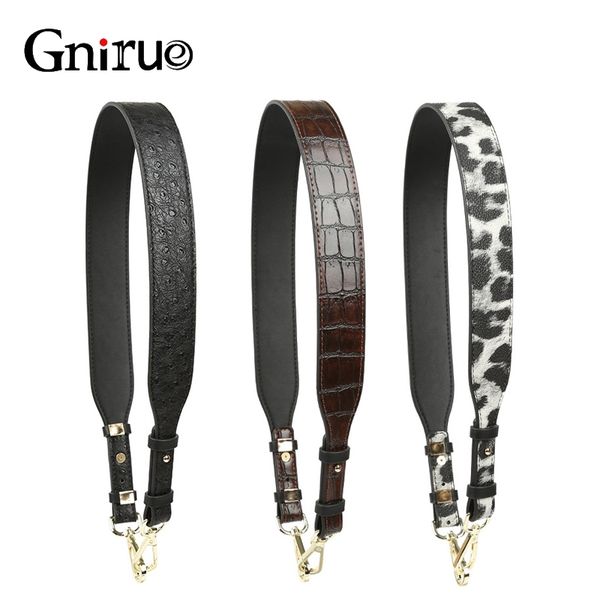 

fashion split leather handbag strap leopard design bag strap adjusted bags belt trendy handle for bags accessories 210302, Black