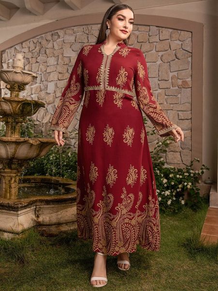 

plus floral and paisley print guipure lace insert dress 25eu#, Black