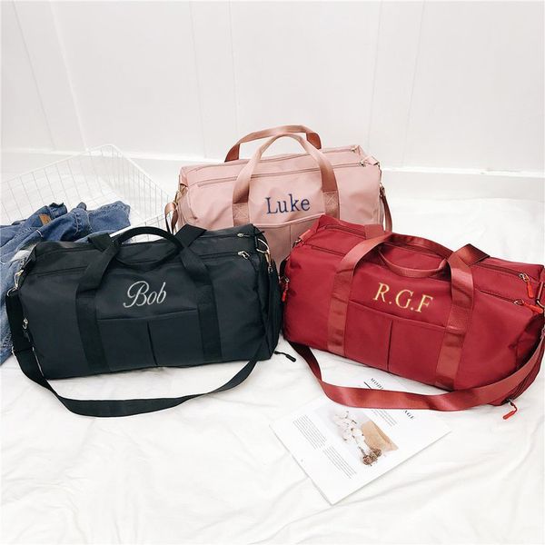 Персонализированные Duffle Bag Travel с мокрыми сухими карманами Custom Custom Monogmammed Weekender Bags Bags Hospital Bag Soft Sports Mag 220402