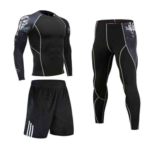 Men traje de pista de ciclismo esportes de basquete de basquete elástico terno esportivo de fitness jogador de fitness respirável verão secador rápido jersey calça shorts shorts de 3 peças