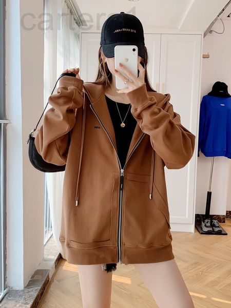 

women's hoodies & sweatshirts designer 2021 autumn ader error hooded zipper sweater cut edge loose women's korean versatile jacket, Black