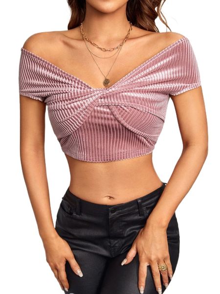 

twist peekaboo front textured velvet crop x534#, White
