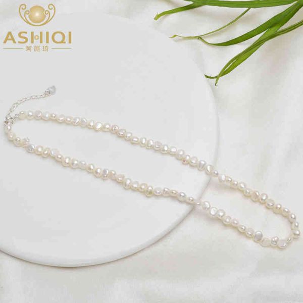 Ashiqi naturale perla d'acqua dolce collana girocollo gioielli barocchi per le donne da sposa chiusura in argento 925 tendenza 2022 all'ingrosso