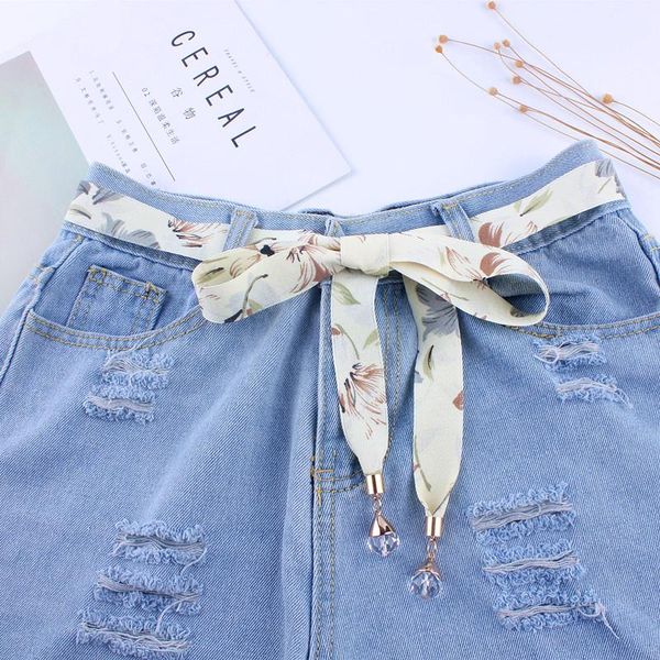 Gürtel Mode Chiffon Dünne Blumen Taille Stoff Kristall Frauen Tuch Gürtel Band Seil Gridle Bowknot Kette Für Kleider RockGürtel