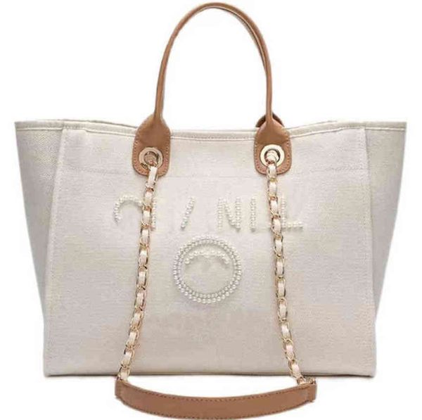 

classic luxury designer beach bags canvas pearl evening bag portable shopping large capacity handbag brand ch women handbags label backpack