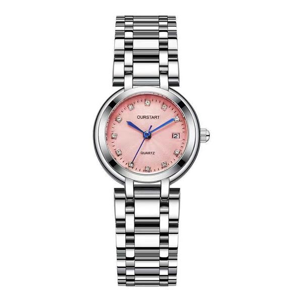 Orologi da donna di lusso con calendario Designer Fashion Simple Temperament Cinturino in acciaio inossidabile Shell Face Heart Moon Orologio da donna