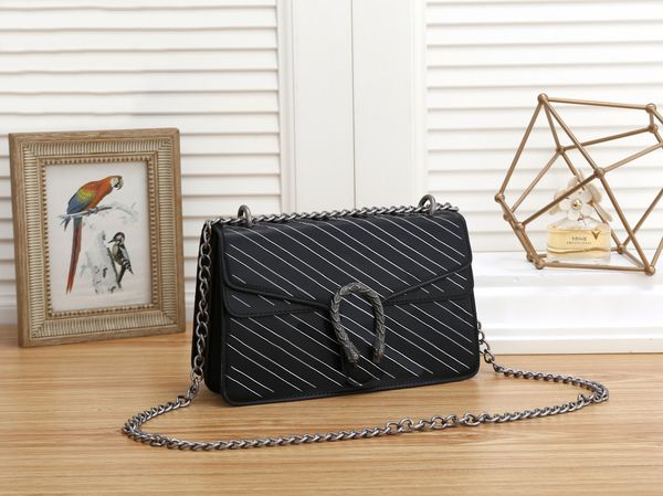 

tz ladies fashion classic tiger head tote chain messenger bag shoulder pu leather backpack handbag 4 colors khaki/white/pink/black one large