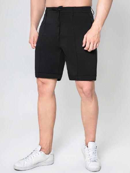 

men seam detail rolled hem drawstring shorts f9pk#, White;black