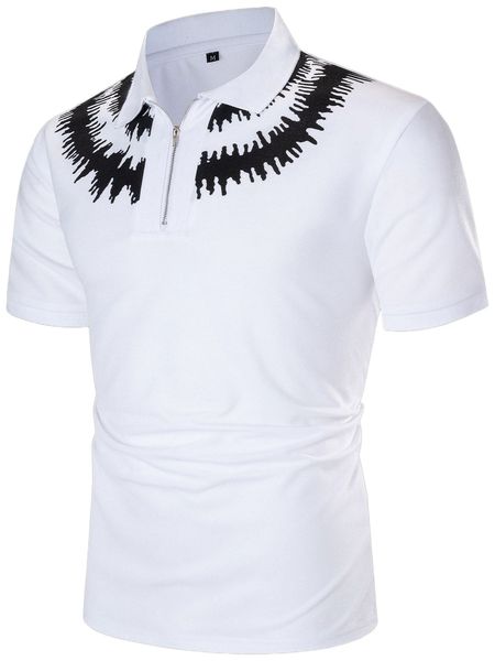 

men graphic print polo shirt f4b6#, White;black