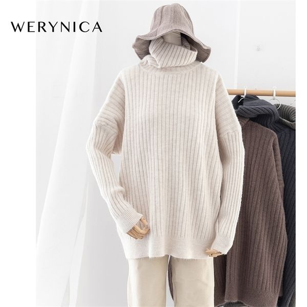 

werynica new cashmere sweater turtleneck chic women s plus size knitted autumn winter batwing sweater for women warm pullover lj201113, White;black