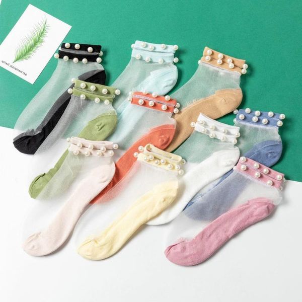 Socken Strumpfwaren Reine Baumwolle Kurze Japanische Frauen Perle Glas Seidenstrümpfe Weibliche Sommer Dünne Deodorant Flacher Mund Crew Männer Socken