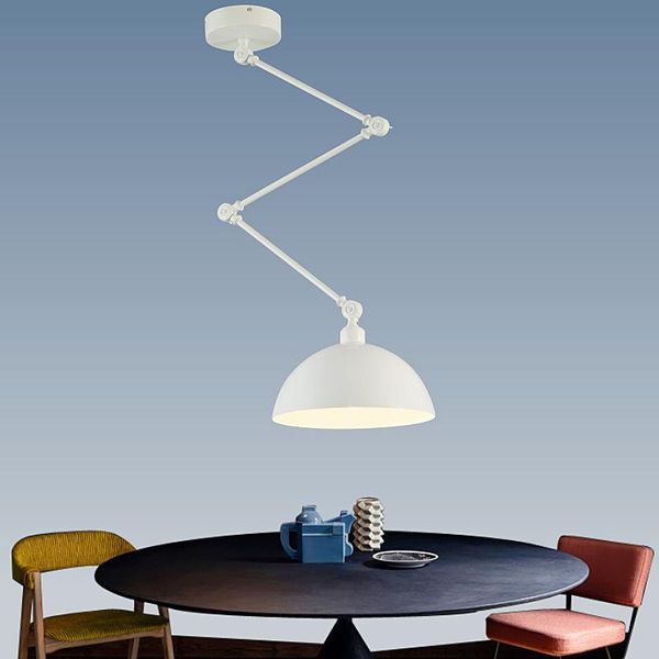 Lâmpadas pendentes Lâmpada de penduramento de teto branco nórdico com arandelas de alumínio comprido dobrável para a mesa de jantar da mesa de estar LedPenda LedPinge