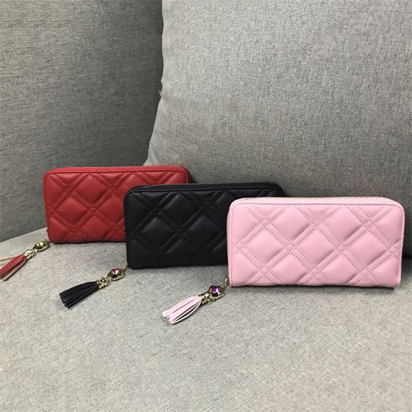 

2022 luxury design c brand wallet purse woman fashion zipper clutch purses monogrames diamond lattice long card holder purse, Red;black