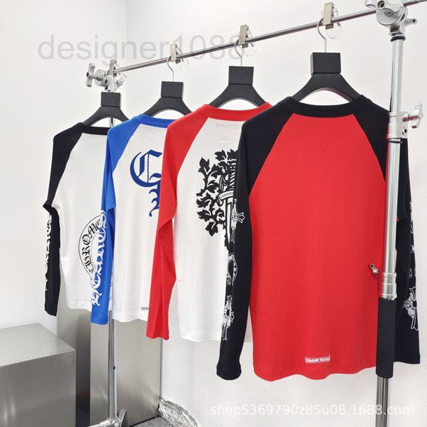 

men's casual shirts designer crow chrome xinwang hongxige same sword horseshoe print raglan sleeve long t-shirt 7ms0, White;black