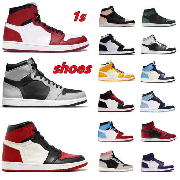 

2022 mens high basketball shoes 1s university blue silver royal toe black metallic gold mid smoke grey men women sneakers
