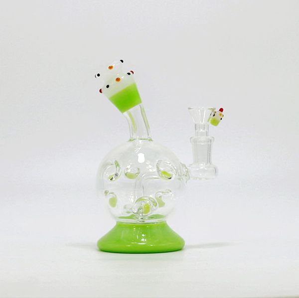New Pot redond redondo um cinto de desenho animado de gancho de 6,5 polegadas de 6,5 polegadas de vidro de vidro Bonga de fumantes de design de bolhas de bolhas