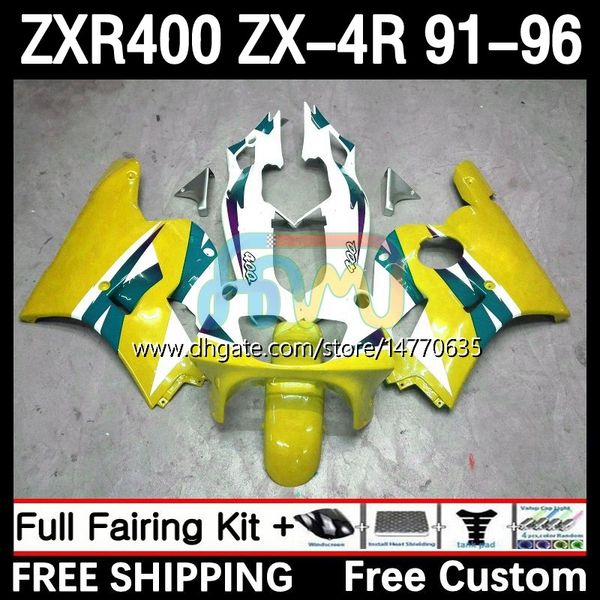 Набор для кузова для Kawasaki Ninja ZXR-400 ZX 4R Cowling ZXR 400 CC 400CC Fairing 12DH.109 ZX-4R ZXR400 91 92 93 94 95 96 ZX4R 1991 1993 1993 1994 1996 1996 Body New Yellow