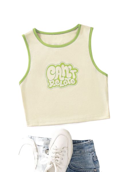 

slogan graphic contrast binding crop tank q0oc#, White