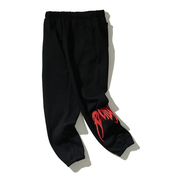 

embroidery pants sweatpants men women elastic waist pant joggers drawstring trousers 22fw, Black