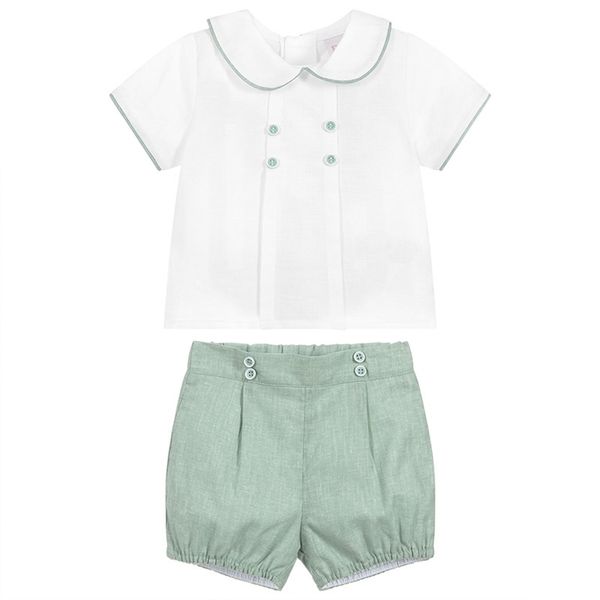 

2pcs summer toddler baby boys clothes set spanish born gentleman suit kids short sleeve shirt shorts outfit boy clothing 220507, White
