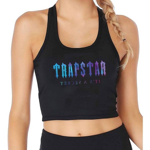 

trapstar design fashion inscriptions custom print tank womens yoga sports workout crop gym 220707, White