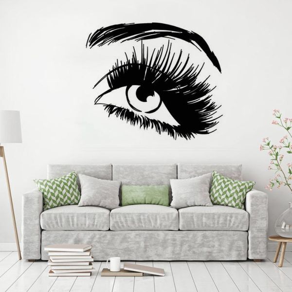 Adesivos de parede adesivos de olho cílios decalques belas menina acessórios de decoração de casa sobrancelha salão de beleza mural hy11wallwall