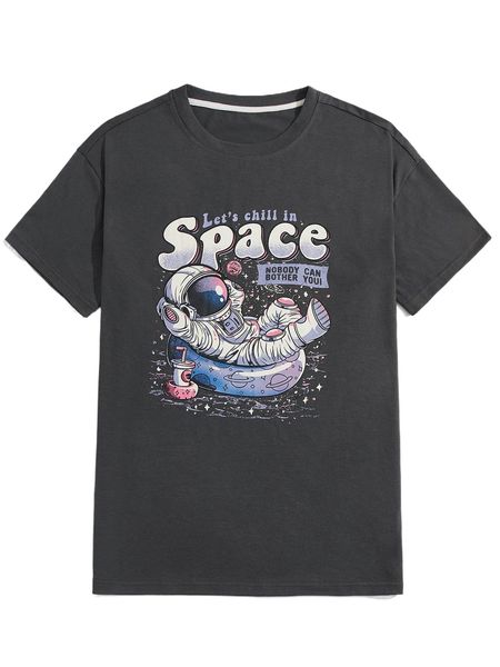 

romwe x eduely guys spaceman print tee h5o9#, White;black