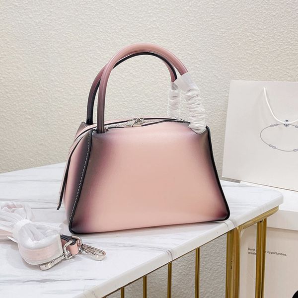 

handbag women genuine leather hand bag shoulder bags triangle fashion letters lady purse adjustable straps