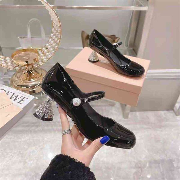 

sandals 100% miao family jane single shoes women's 2022 new one-lin, Black