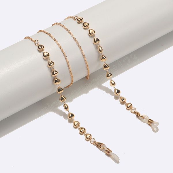 

gold color heart glasses chain beaded chains for women sunglasses lanyards eyeglasses accessories anti-lost hanging rope
