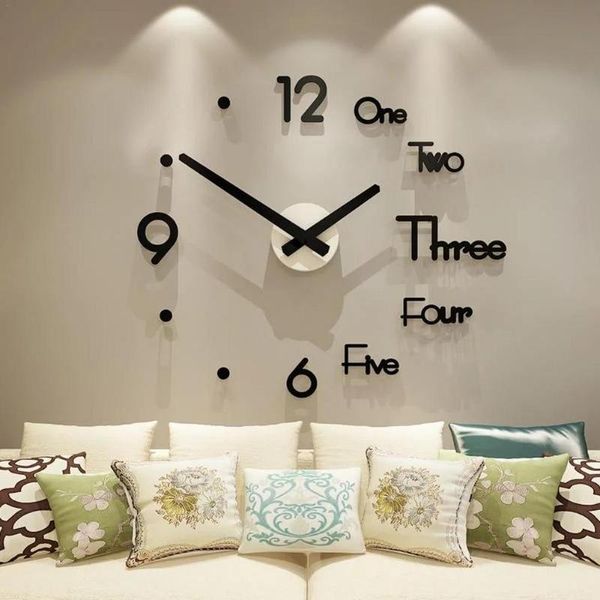 Relógios de parede assistir design moderno acrílico grande relógio vintage grande adesivo para a cozinha em casa decoração de sala de estar clockwall