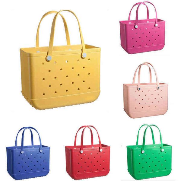

color printing waterproof hole bag eva beach bag storage bag women's handbag portable shopping basket 220610