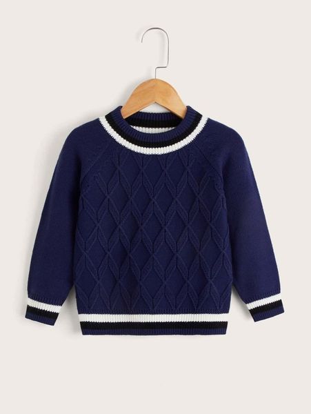

toddler boys contrast binding sweater she, Blue