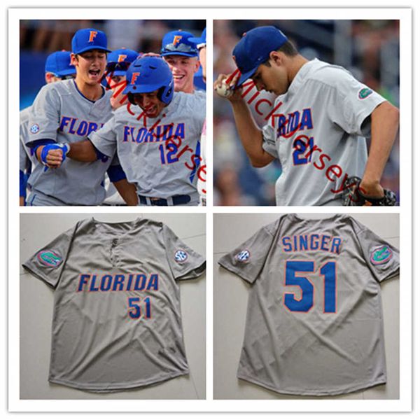 

NCAA Custom Florida Gators Stitched Baseball Jersey 20 Pete Alonso 37 Jackson Kowar 51 Brady Singer J. Schwarz 6 Jonathan India Mike Zunino, Gray pinstripe