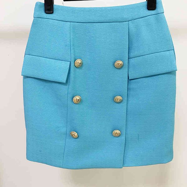 

skirts star 2022 double row metal lion button buttock ultra short skirt, half professional skirt iobf, Black