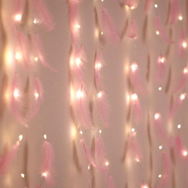 Saiten Vorhang Lampe Kupferdraht String Feder Dekoration Lichter Rosa für Festival PartyLED LEDLED LED