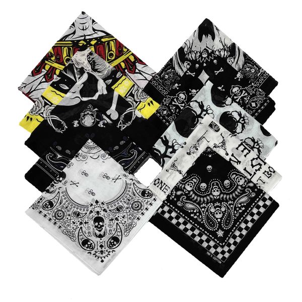 

fashion hip hop 100 cotton skull bandana square scarf kerchief black paisley bicycle headband printed for women men boys girls, Blue;gray