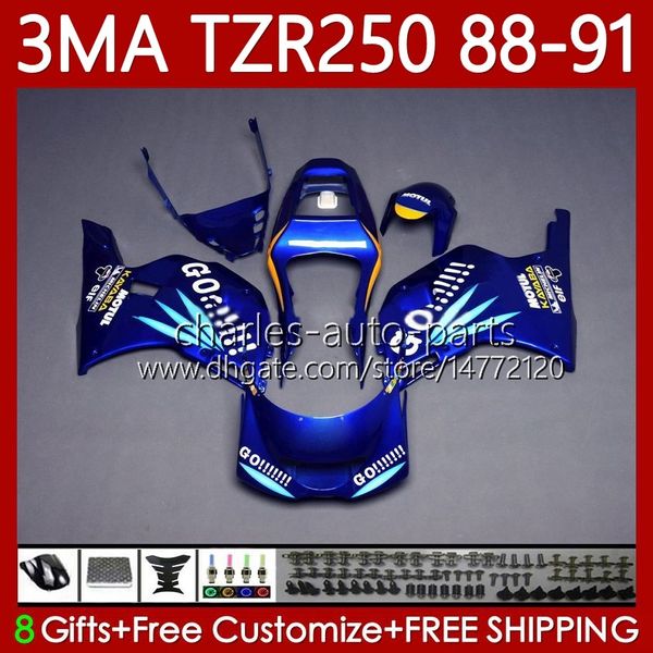 Bodys Kit для Yamaha TZR-250 TZR 250 TZR250 R RR RR 88-91 Кузов 115NO.6 YPVS Blue Go !!! 3MA TZR250R 88 89 90 91 TZR250-R TZR250RR 1988 1989 1990 1991 Moto Обтенения