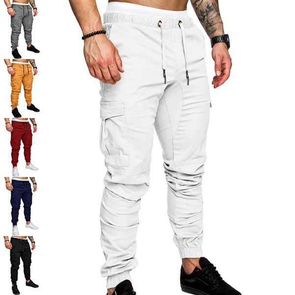 

men's pants men casual sports sweatpants male jogger cargo harem pencil trousers plus size, Black