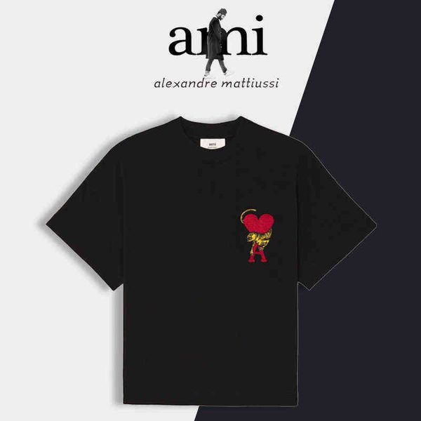 

fashions designer tshirts paris year of the tiger limited embroidery love solid color loose round neck t-shirt casual men's and women&#, White;black