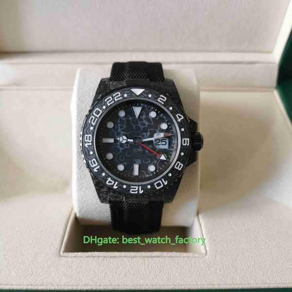 TWF Maker Часы высшего качества 40 мм DiW NTPT GMT Полностью углеродное волокно Ручная работа Nato-Nylon CAL.3186 Механизм Механический автоматический мужские часы Мужские наручные часы