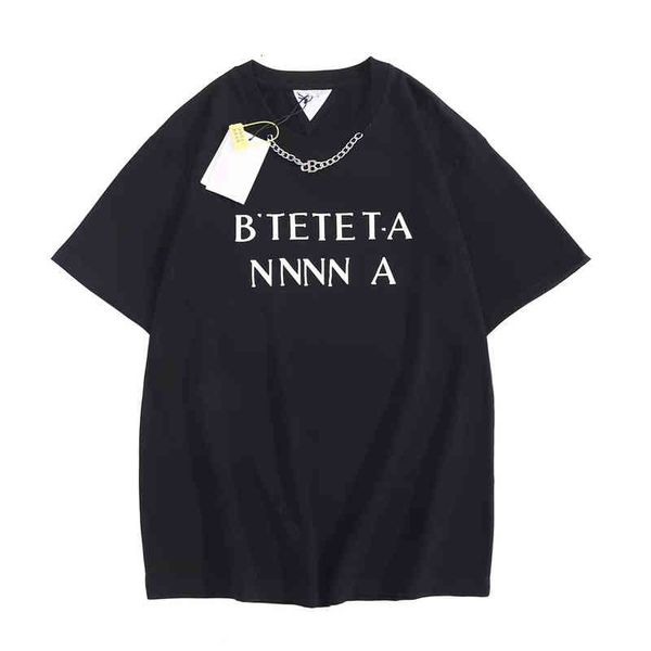 

men's t-shirts luxury b family chain letter printed t-shirt loose short sleeve couple leisure style high, White;black