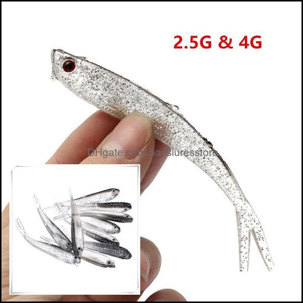 

baits lures fishing sports outdoors 20pcs/lot 75mm/2.5g 100mm/4g bionic fish sile lure soft pesca tackle b86-301 drop delivery 2021 pw