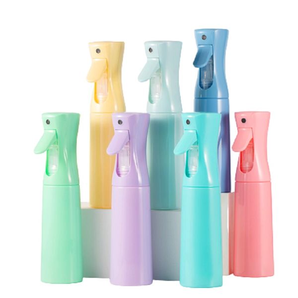 Bottiglia spray continua Ricaricabile Cosmetico PET Plastica PP Nebbia fine Pompa atomizzatore Contenitore portatile per imballaggio Contenitore Bottiglie colorate 200ml 300ml