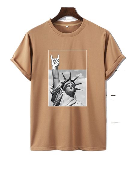 

men statue of liberty print tee o4ey#, White;black