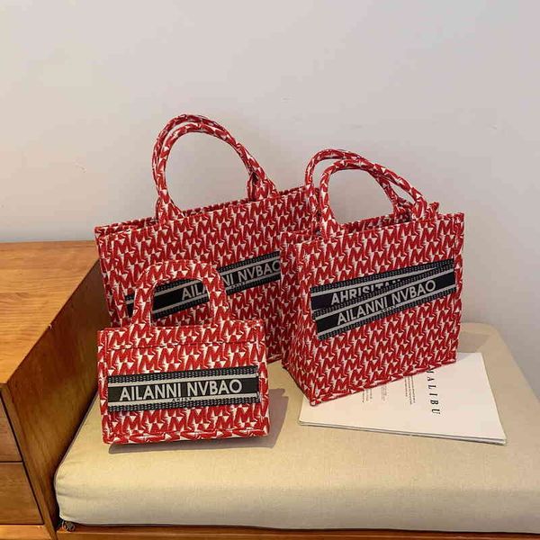

2022 factory wholesale new fashion women's canvas hand popular check single shoulder texture large capacity messenger bag