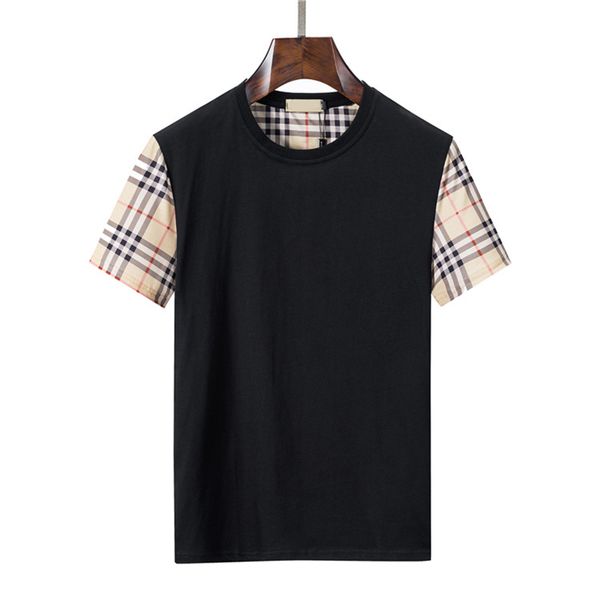 

summer new men's t-shirts ice silk brand short-sleeved plaid printing letter printing designer youth trend 06, White;black