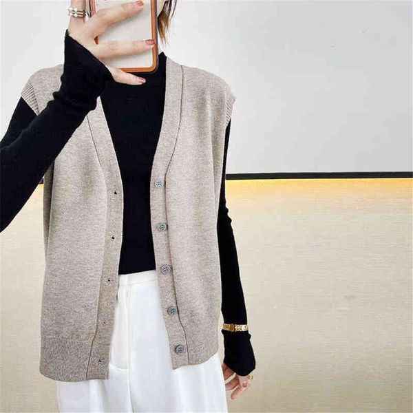 

women's sweaters 2021 korean fashion ladies vhals cashmere vest sweater women sleeveless button cashmere vest sweater loose women j2209, White;black
