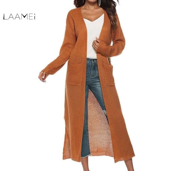 

laamei european women autumn split slim cardigan long sleeve loose asymmetric batwing pocket thicken cardigan women sweaters y200106, White;black